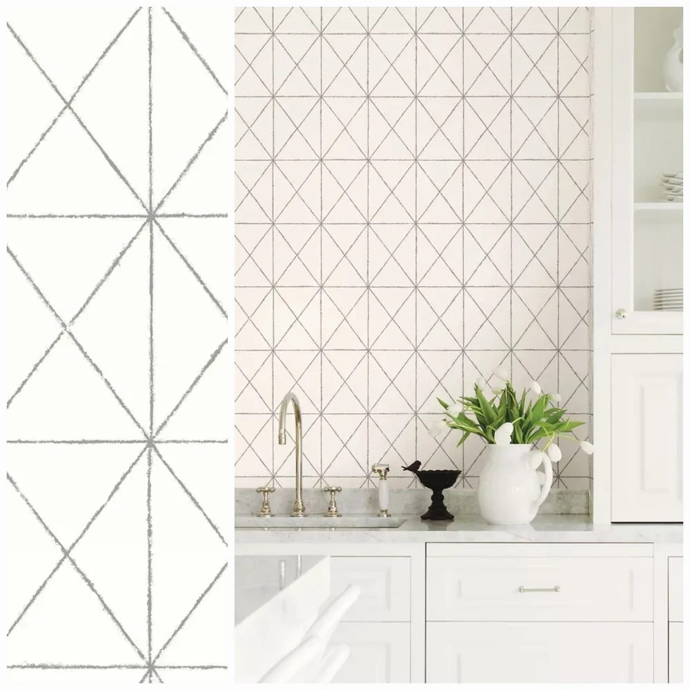 Wallpaper Intersection White and Silver Geometric